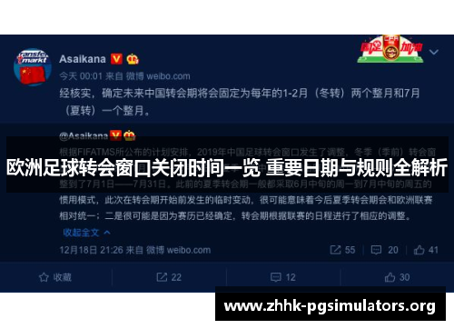 欧洲足球转会窗口关闭时间一览 重要日期与规则全解析 欧洲足球转会窗口关闭时间一览 重要日期与规则全解析