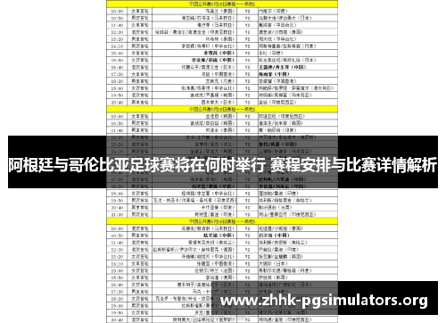 阿根廷与哥伦比亚足球赛将在何时举行 赛程安排与比赛详情解析 阿根廷与哥伦比亚足球赛将在何时举行 赛程安排与比赛详情解析